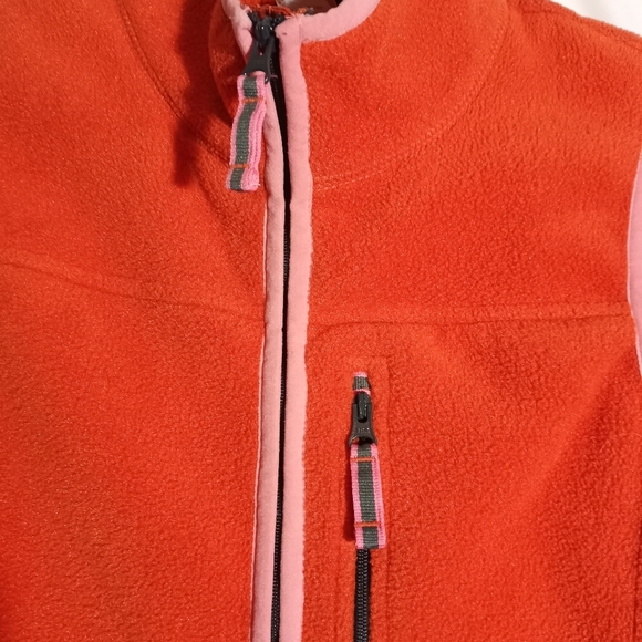 J. Crew Polartec Fleece Vest Orange & Pink Trim Zip Front Size Small - Picture 2 of 7